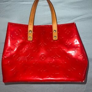 Louis Vuitton Red Patent Leather Tote Bag